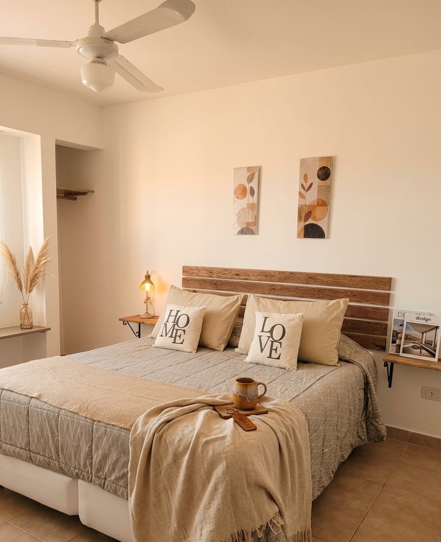 Dormitorio con cama queen size